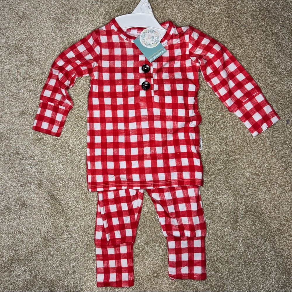 Kids Red and White Checkered Pajama Set